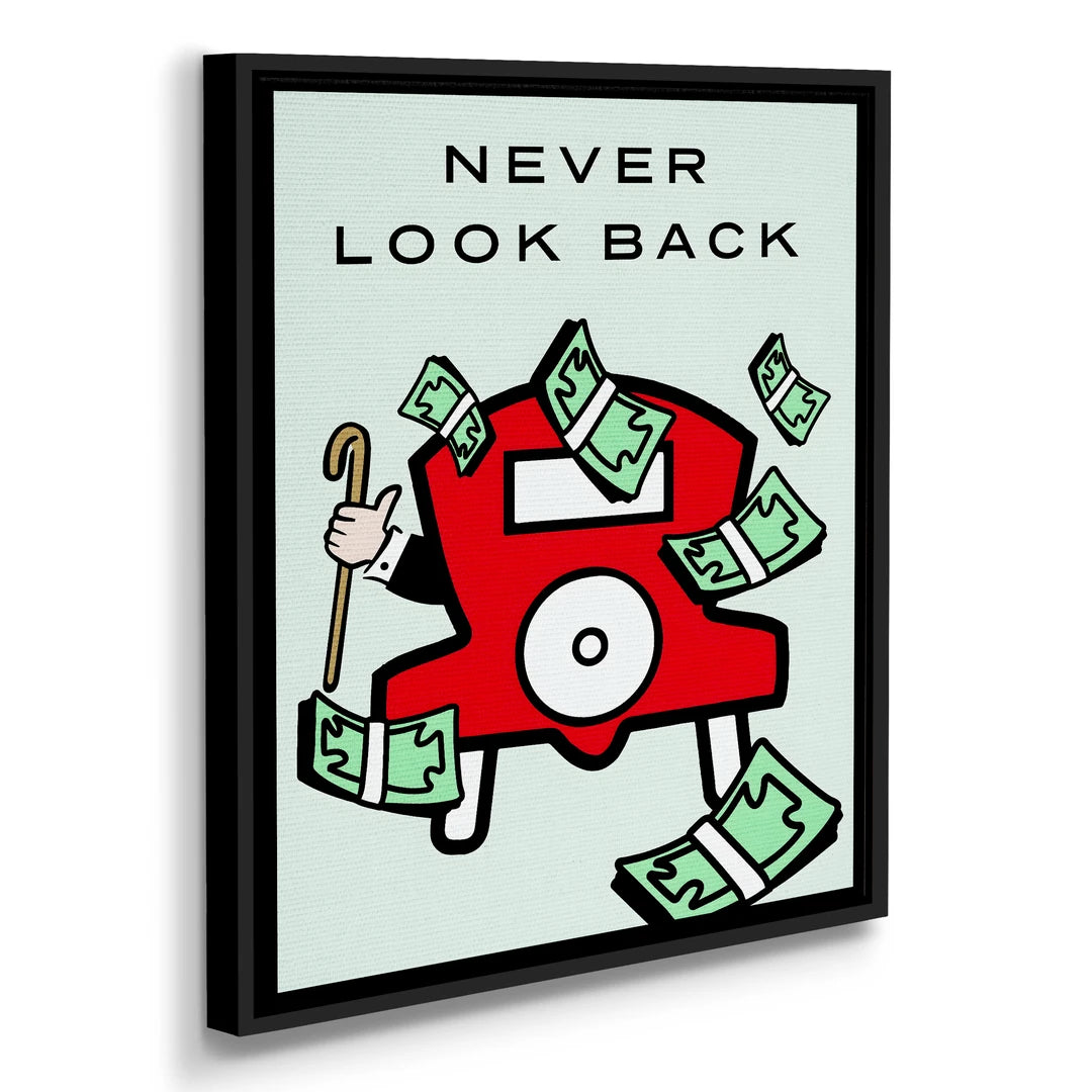 Monopoly Never Look Back | Obraz, w czarnej ramie, pod kątem