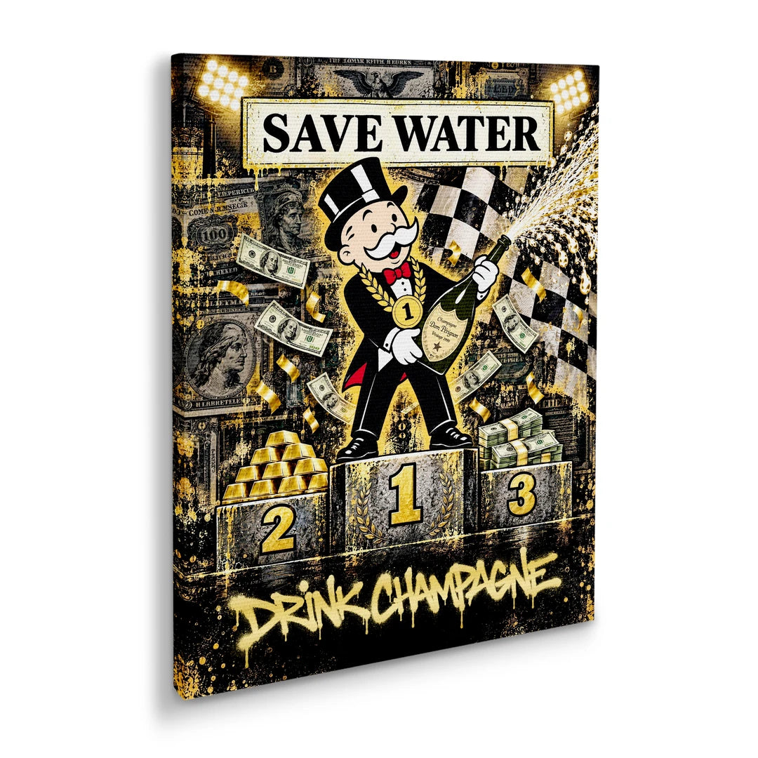 Save Water Drink Champagne | Obraz, pod kątem
