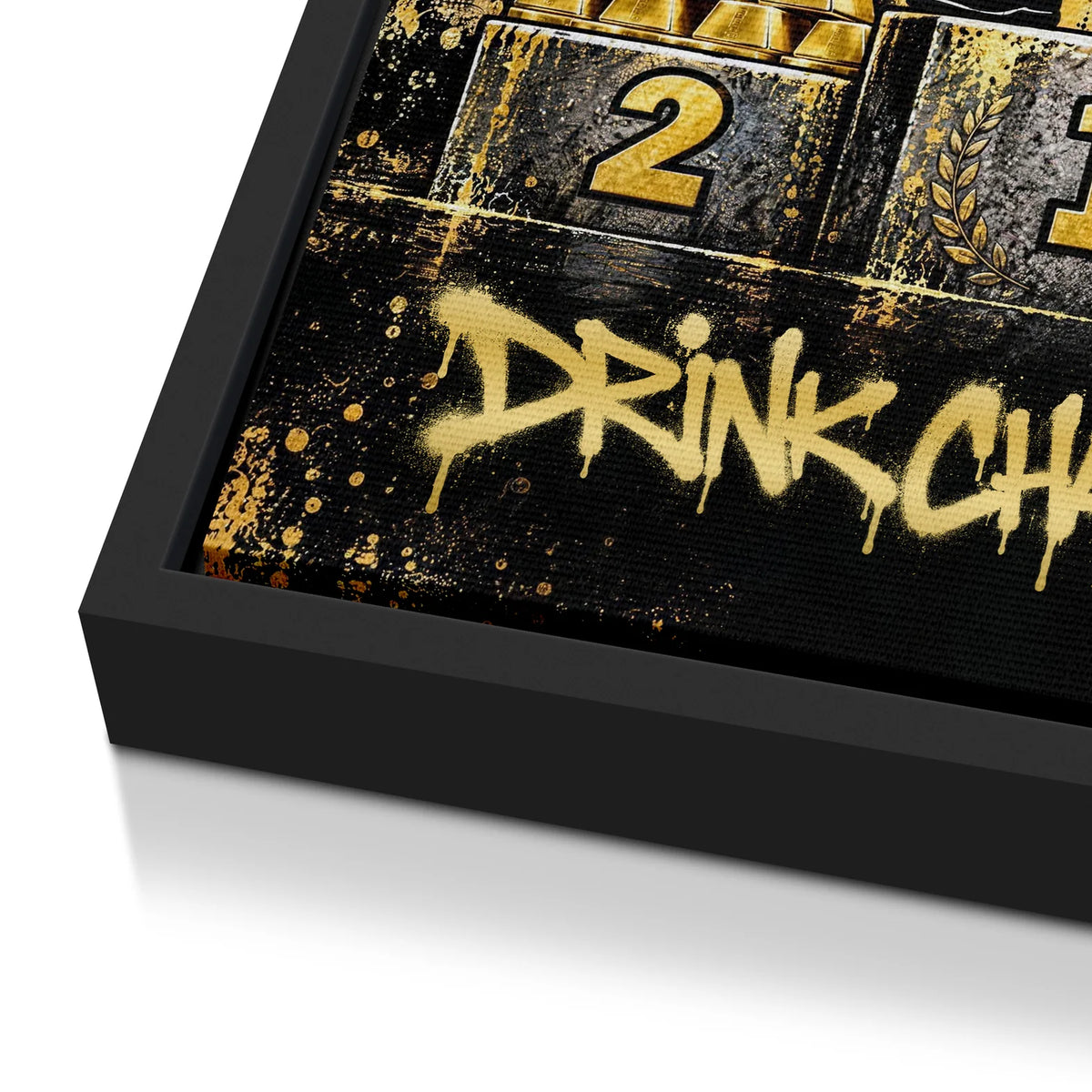 Save Water Drink Champagne | Obraz, w czarnej ramie, zbliżenie