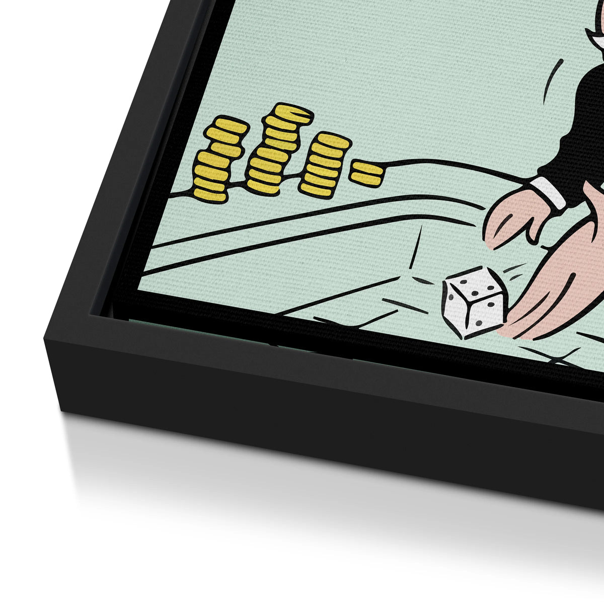 Monopoly Risk Not Regret | Obraz, w czarnej ramie, zbliżenie