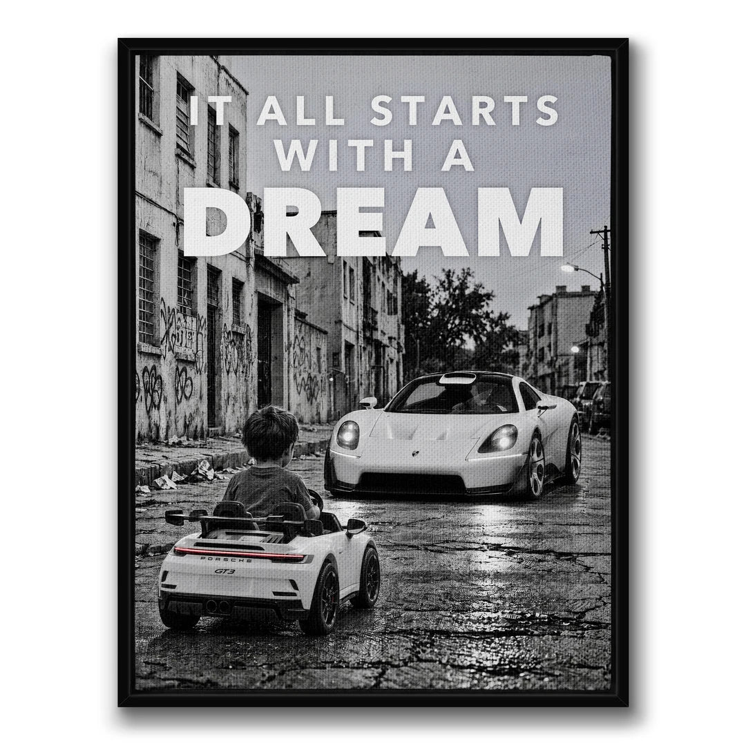 It All Starts With A Dream Mission S | Obraz, w czarnej ramie, widok z przodu