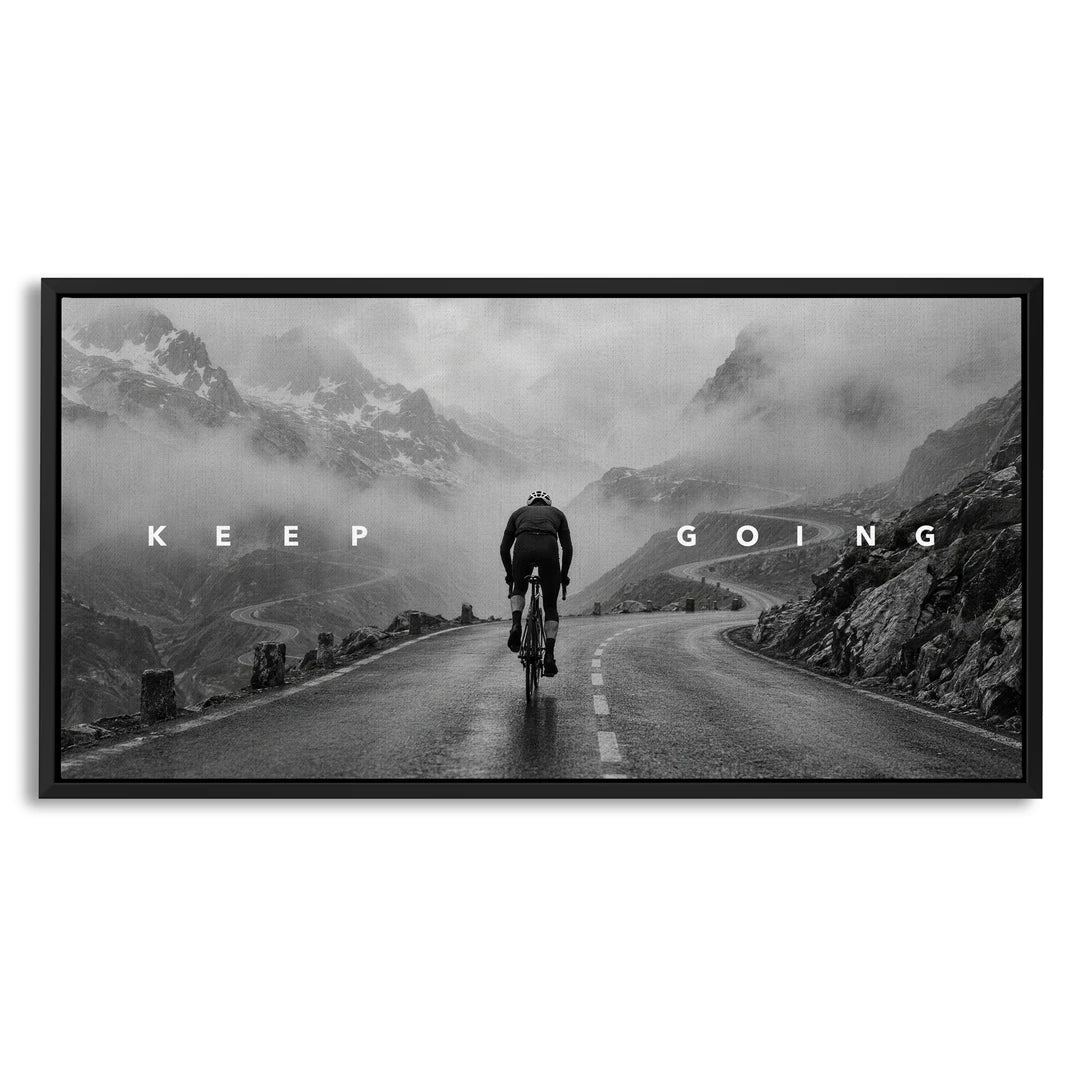 Keep Going Mountain Pass | Obraz, w czarnej ramie, widok z przodu