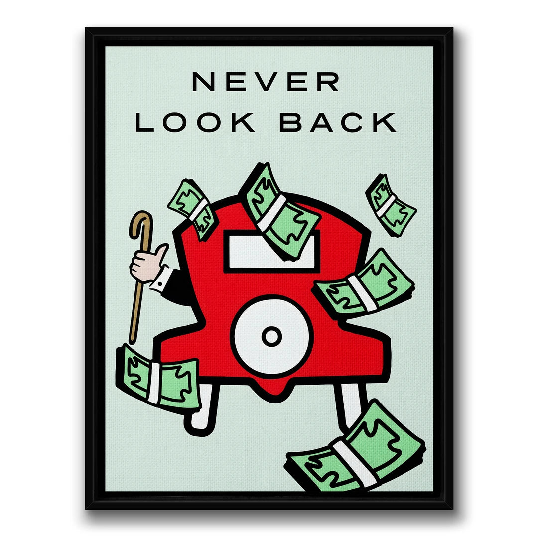 Monopoly Never Look Back | Obraz, w czarnej ramie, widok z przodu