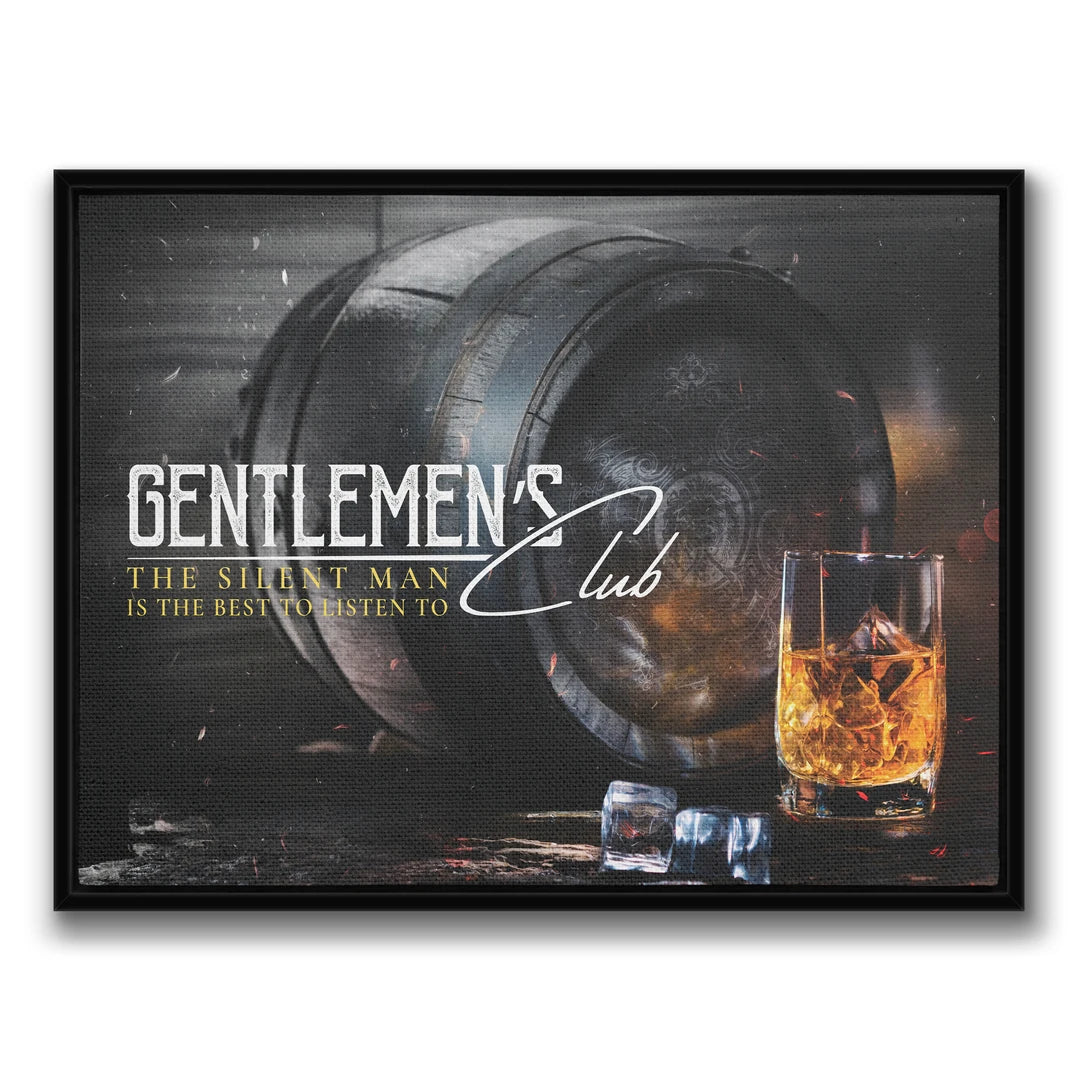 Gentlemen's Club Whiskey | Obraz, w czarnej ramie, widok z przodu