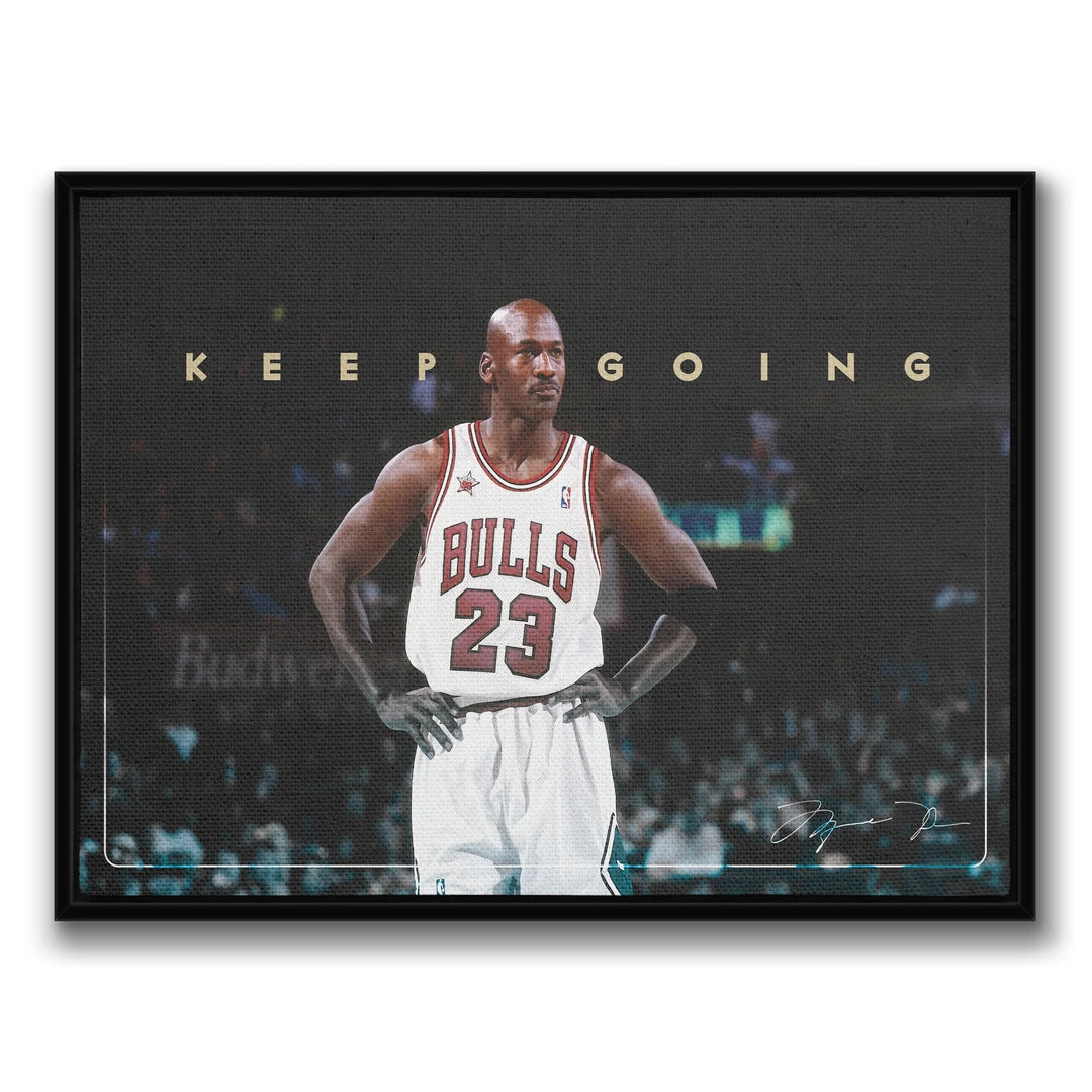 Michael Jordan Keep Going | Obraz, w czarnej ramie, widok z przodu