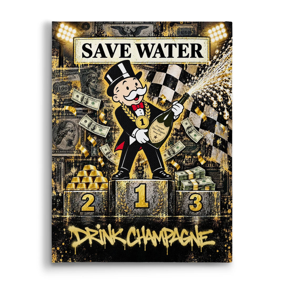 Save Water Drink Champagne | Obraz, widok z przodu