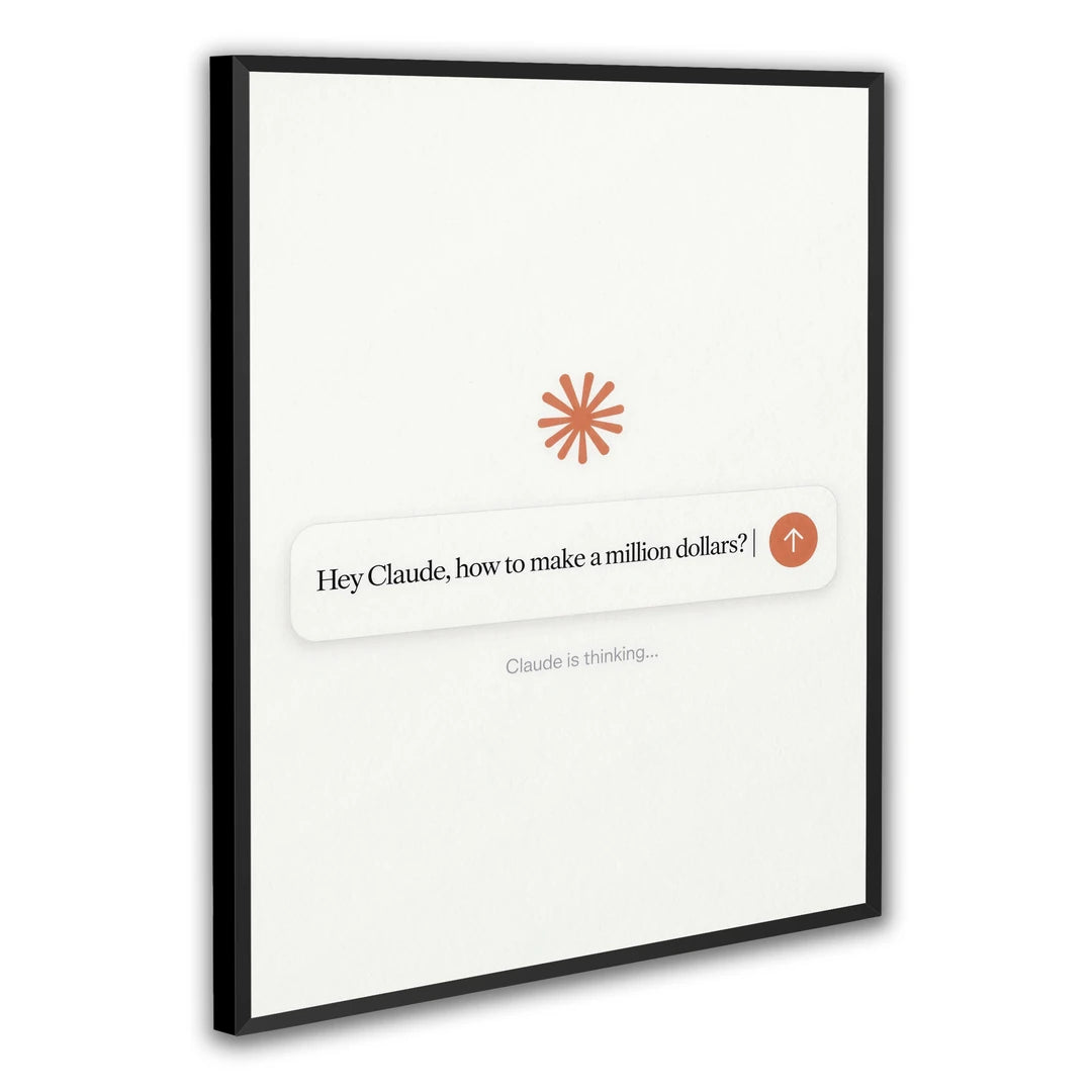 Claude: How to Make a Million Dollars? | Plakat, w czarnej ramie, pod kątem