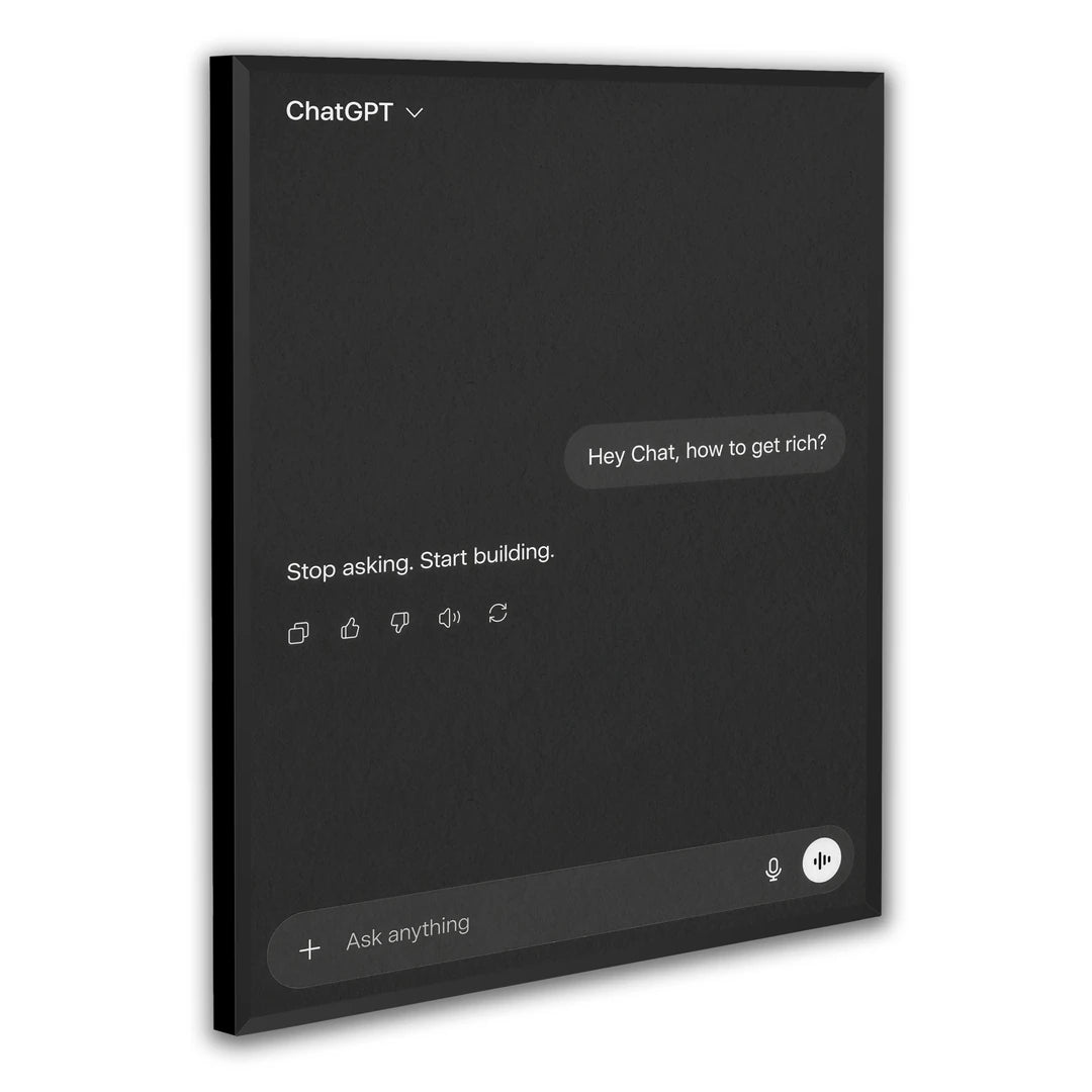 Stop Asking Start Building | Plakat, w czarnej ramie, pod kątem