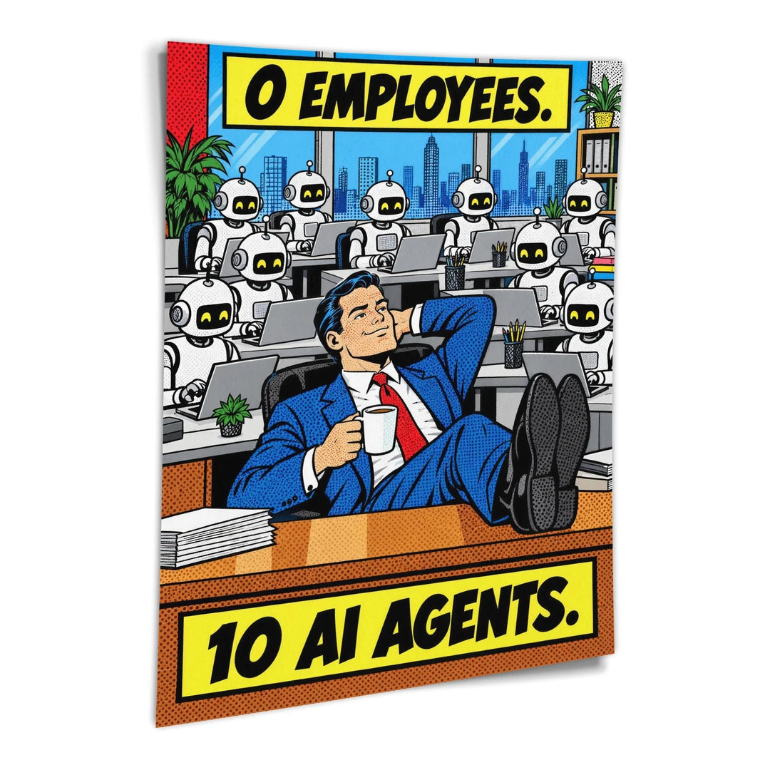 0 Employees 10 AI Agents | Plakat, pod kątem