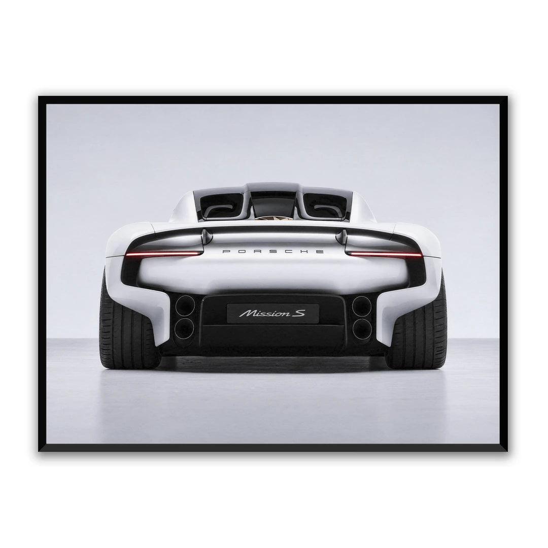 Porsche Mission S z Tyłu | Plakat, w czarnej ramie, widok z przodu