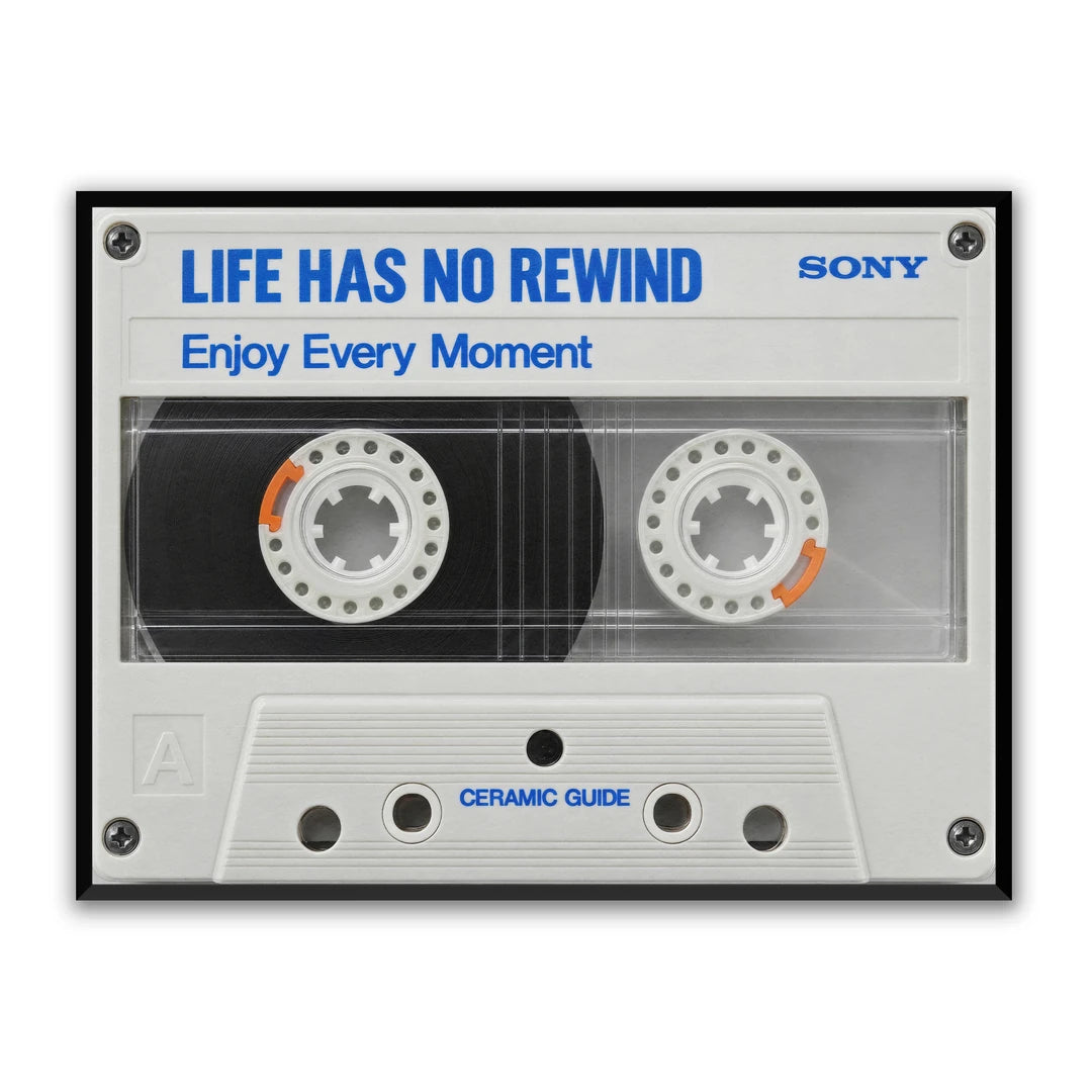 Kaseta Sony Life Has No Rewind | Plakat, w czarnej ramie, widok z przodu