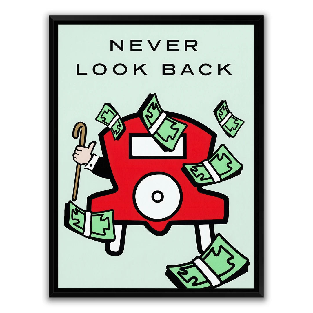 Monopoly Never Look Back | Plakat, w czarnej ramie, widok z przodu