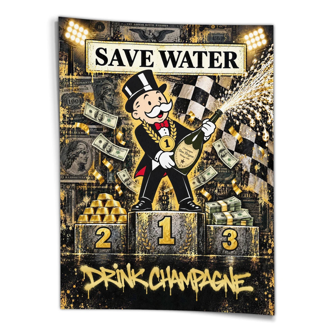 Save Water Drink Champagne | Plakat, widok z przodu