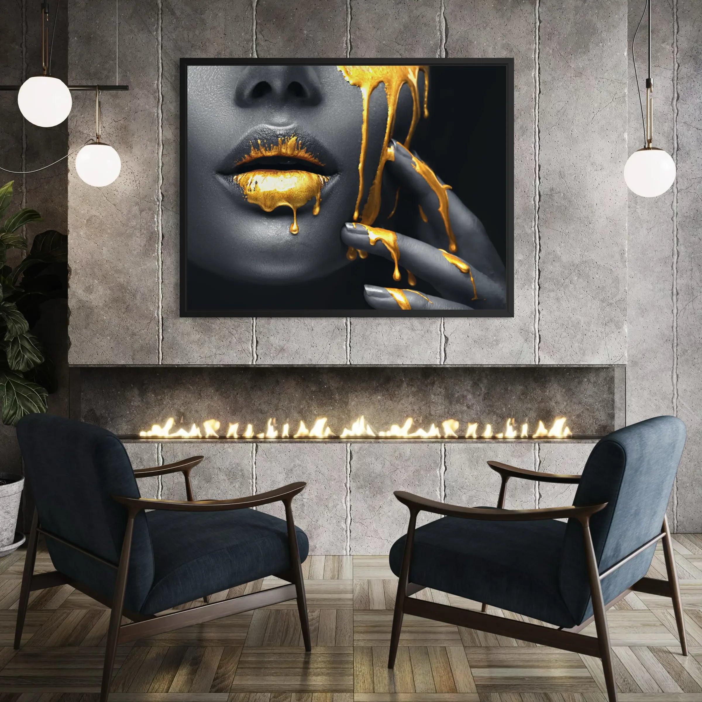 Golden Lips | Obraz