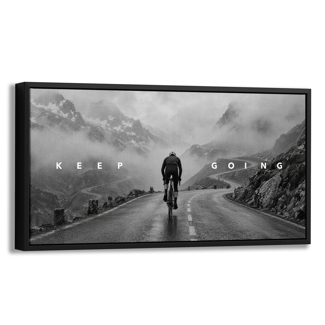 Keep Going Mountain Pass | Obraz, w czarnej ramie, pod kątem