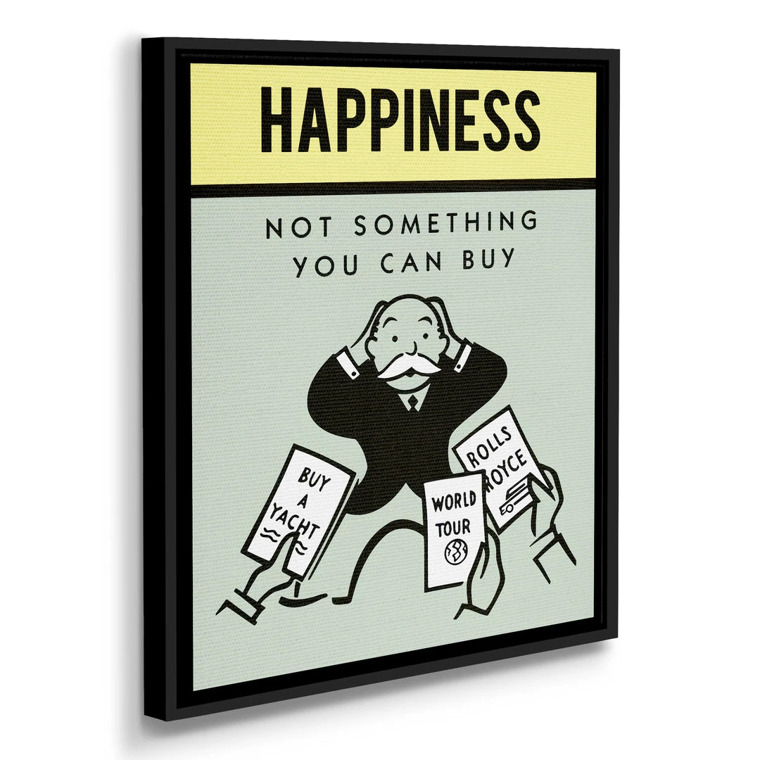 Monopoly Happiness | Obraz, w czarnej ramie, pod kątem