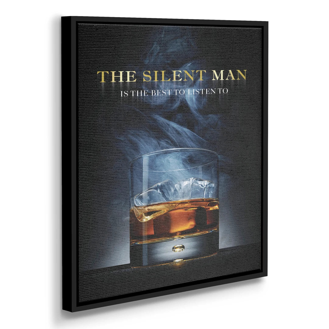 The Silent Man Whiskey | Obraz, w czarnej ramie, pod kątem