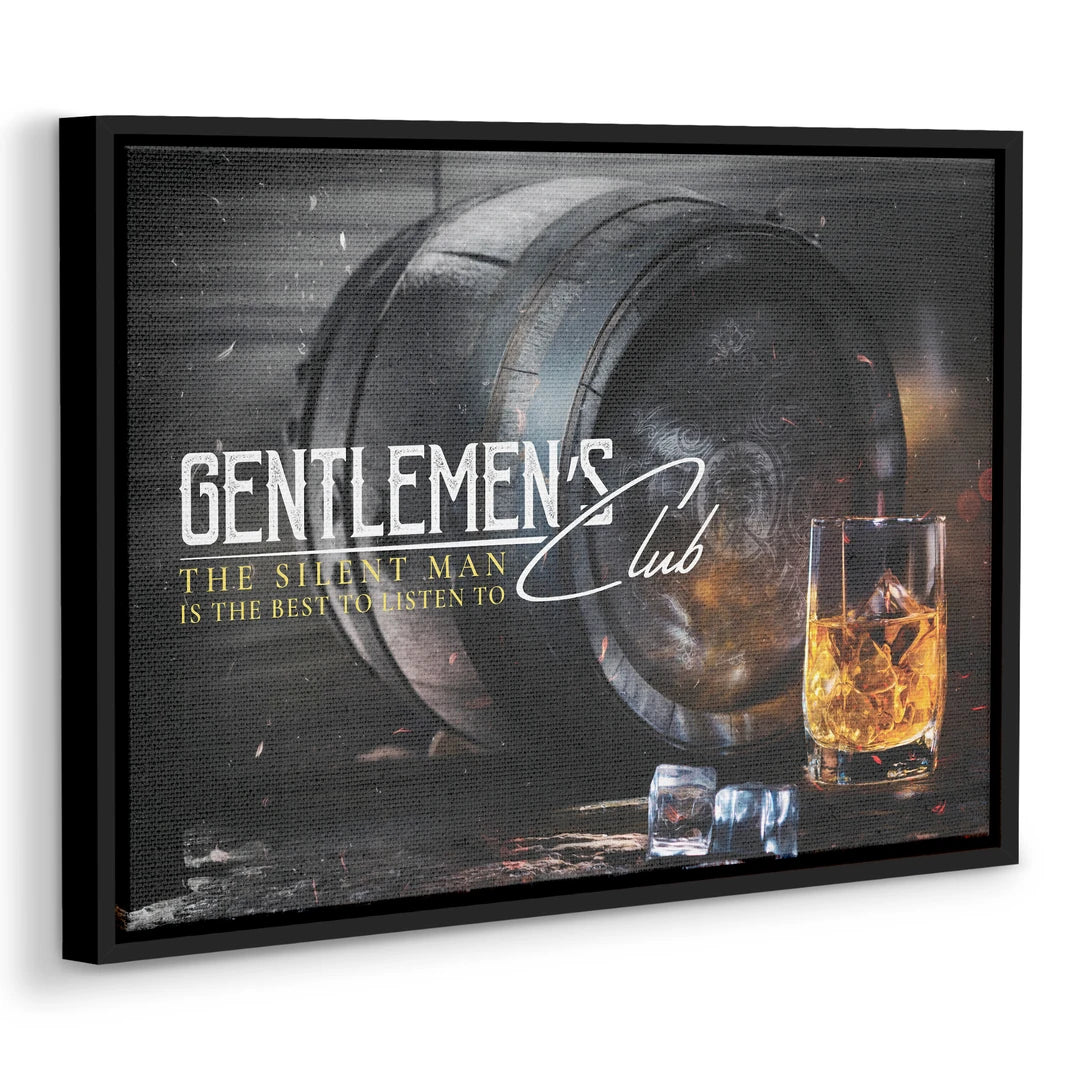Gentlemen's Club Whiskey | Obraz, w czarnej ramie, pod kątem