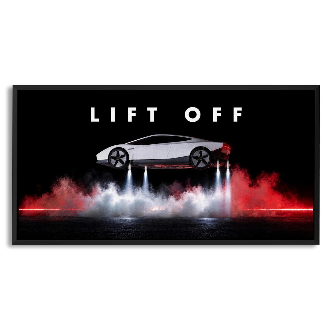 Tesla Lift Off | Obraz, w czarnej ramie, widok z przodu