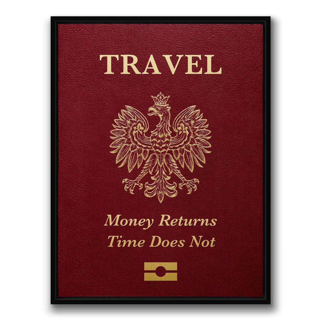 Money Returns Time Does Not | Obraz, w czarnej ramie, widok z przodu