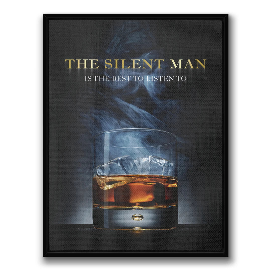 The Silent Man Whiskey | Obraz, w czarnej ramie, widok z przodu