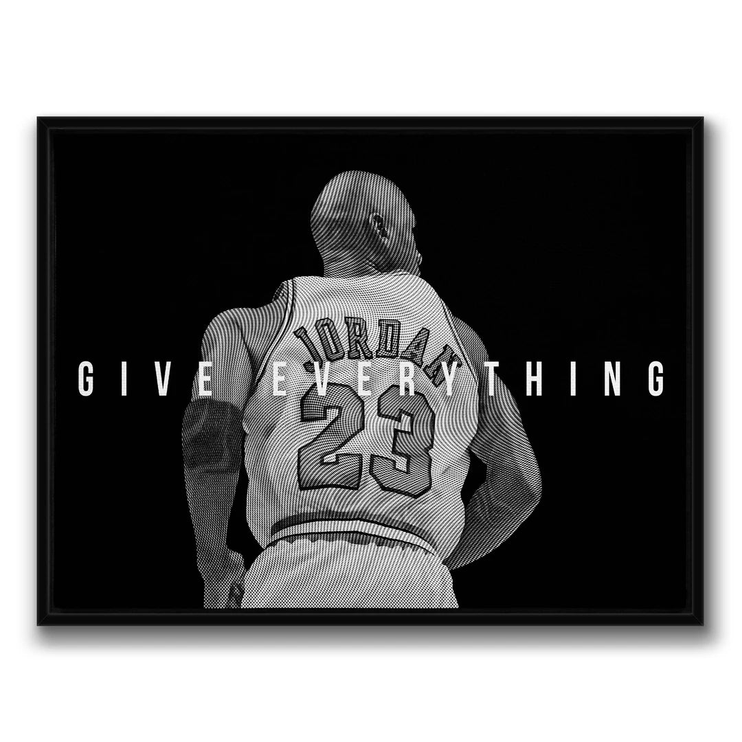 Michael Jordan Give Everything | Obraz, w czarnej ramie, widok z przodu