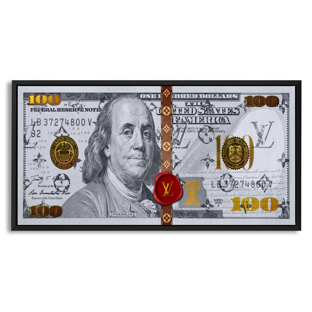 LV Dollar | Obraz, w czarnej ramie, widok z przodu
