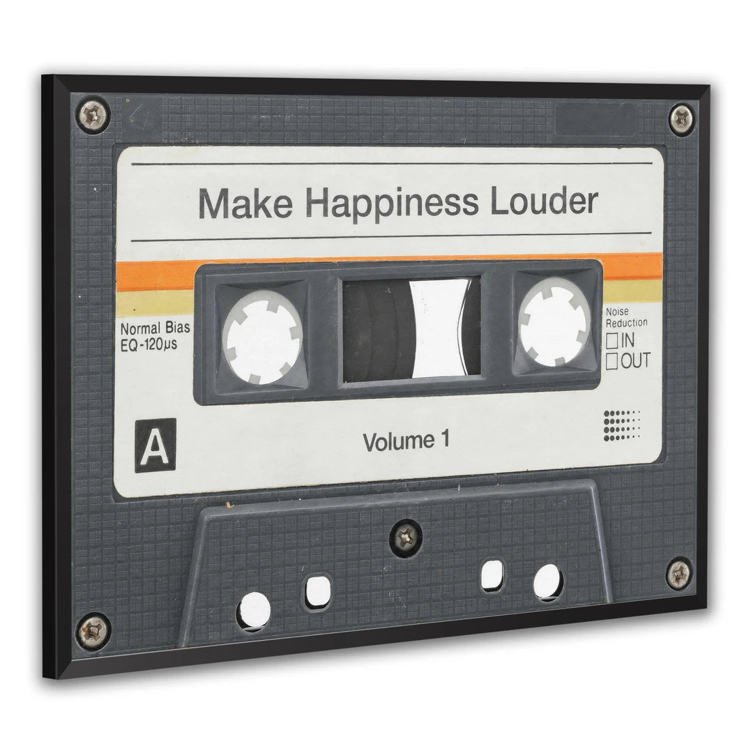 Kaseta Make Happiness Louder | Plakat, w czarnej ramie, pod kątem