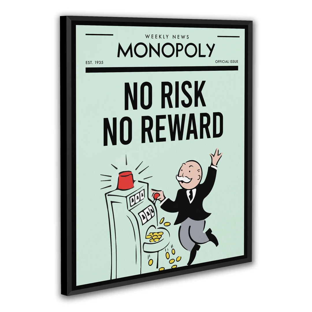 Monopoly No Risk No Reward | Plakat, w czarnej ramie, pod kątem