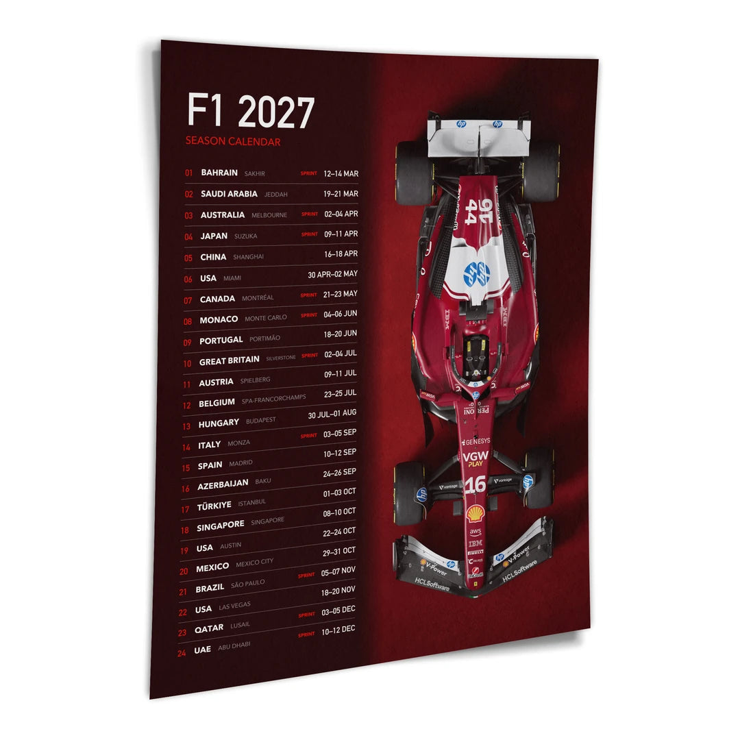 Kalendarz F1 2027 | Plakat, pod kątem