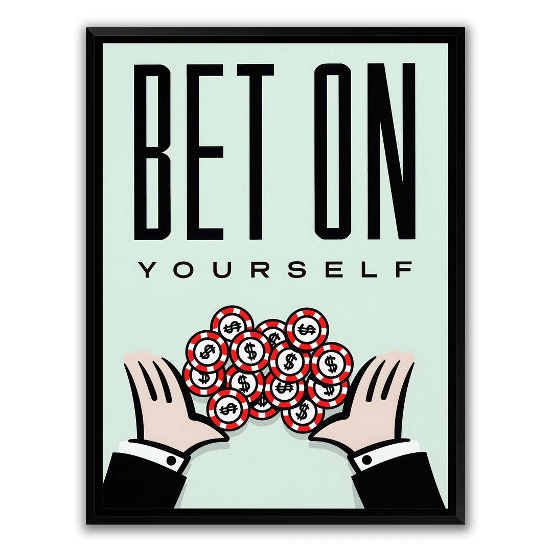 Monopoly Bet On Yourself | Plakat, w czarnej ramie, widok z przodu
