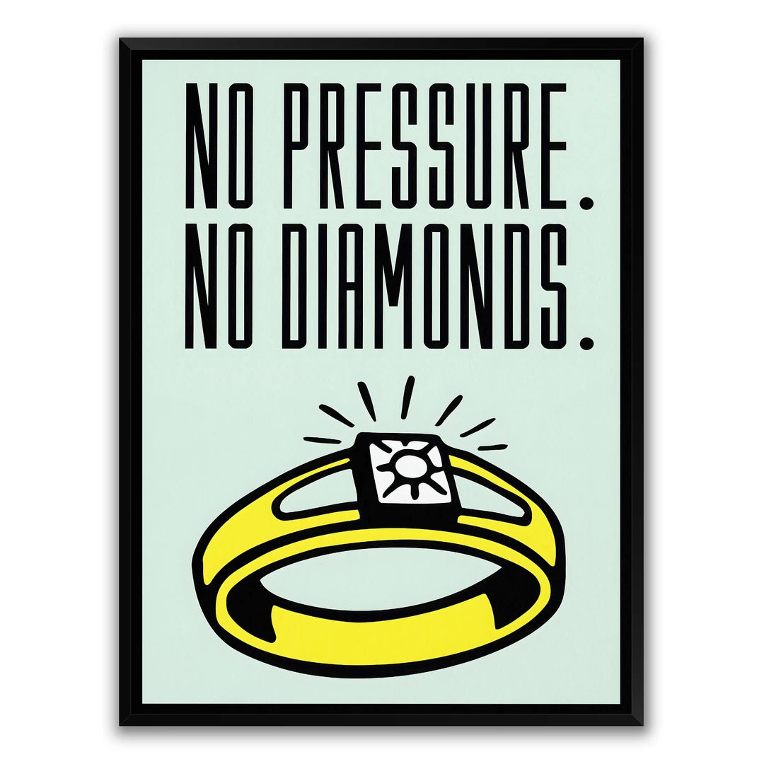 Monopoly No Pressure No Diamonds | Plakat, w czarnej ramie, widok z przodu