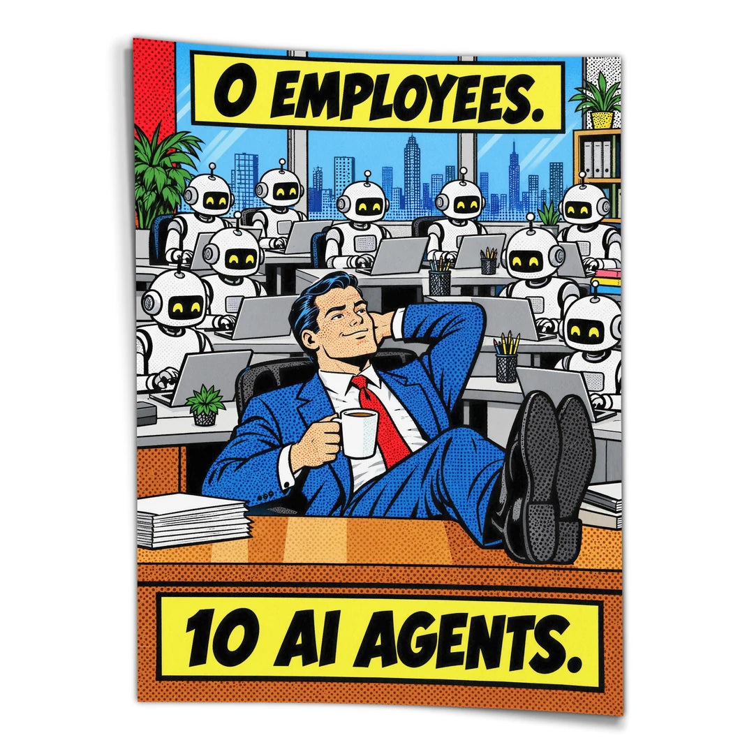 0 Employees 10 AI Agents | Plakat, widok z przodu