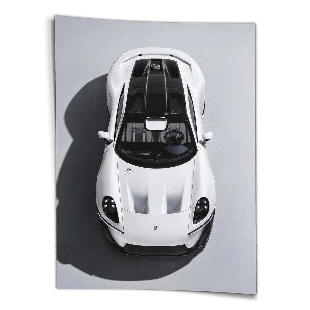 Białe Porsche Mission S | Plakat, widok z przodu