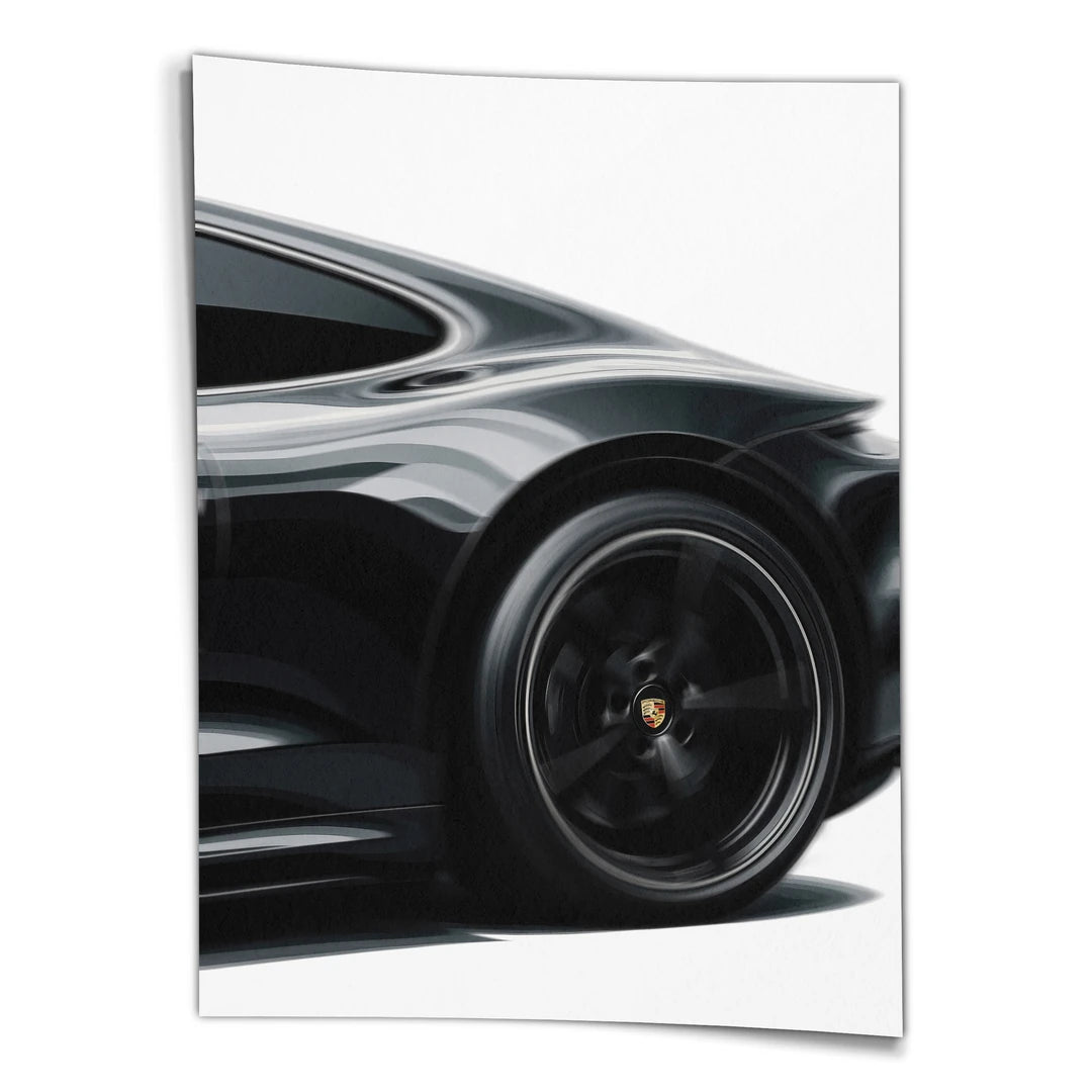 Czarne Porsche 911 | Plakat, widok z przodu