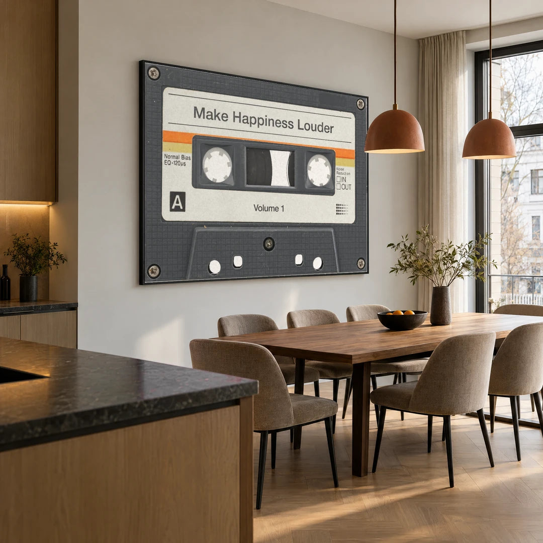 Kaseta Make Happiness Louder | Plakat, we wnętrzu