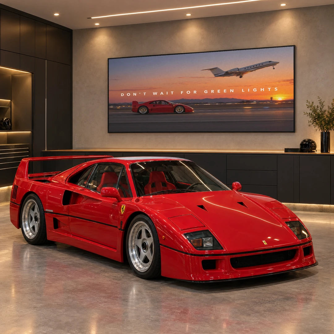 Ferrari F40 Don't Wait For Green Lights | Obraz, we wnętrzu