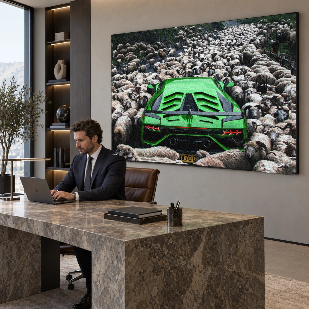 Zielone Lamborghini | Obraz, we wnętrzu