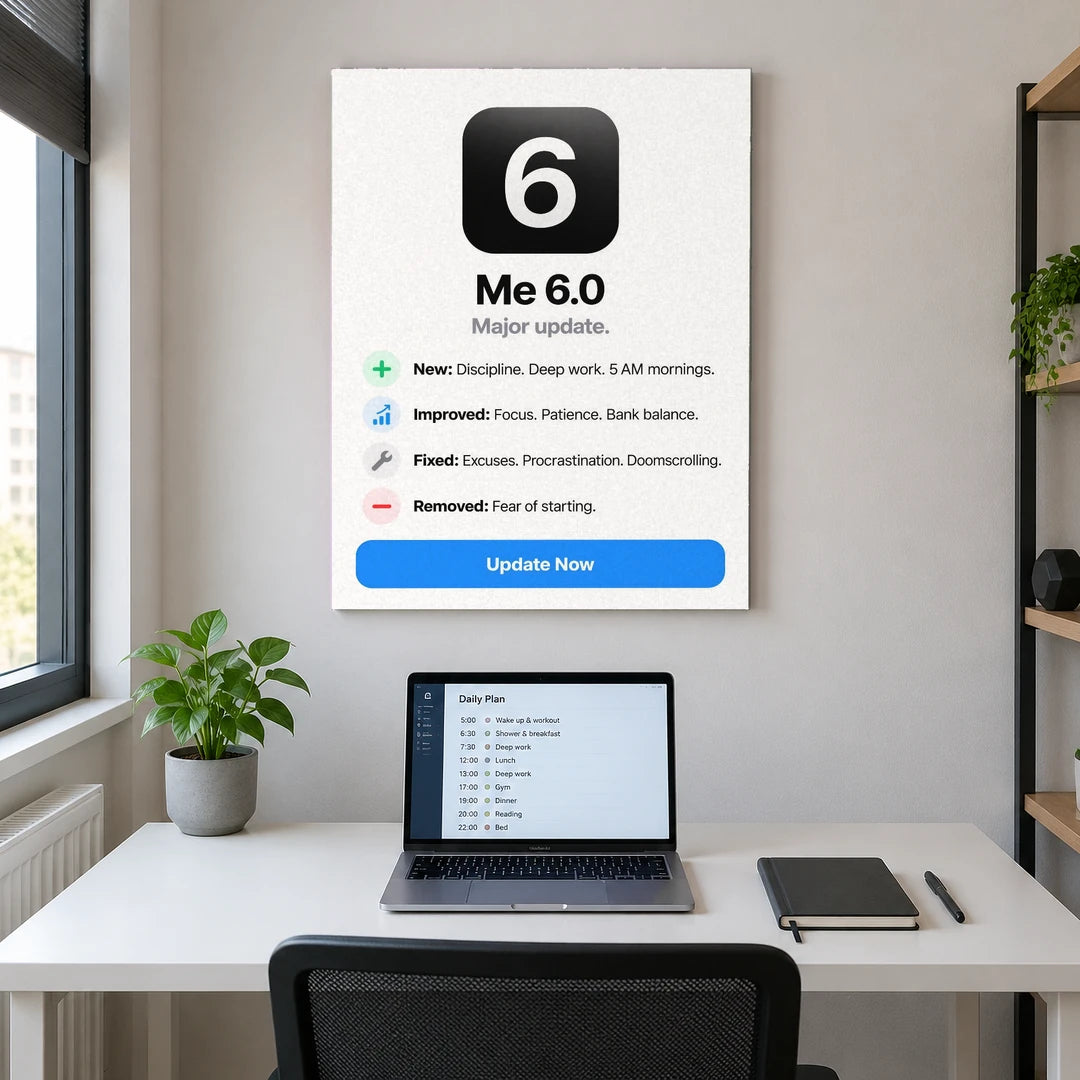 Me 6.0 Update Now | Plakat, we wnętrzu