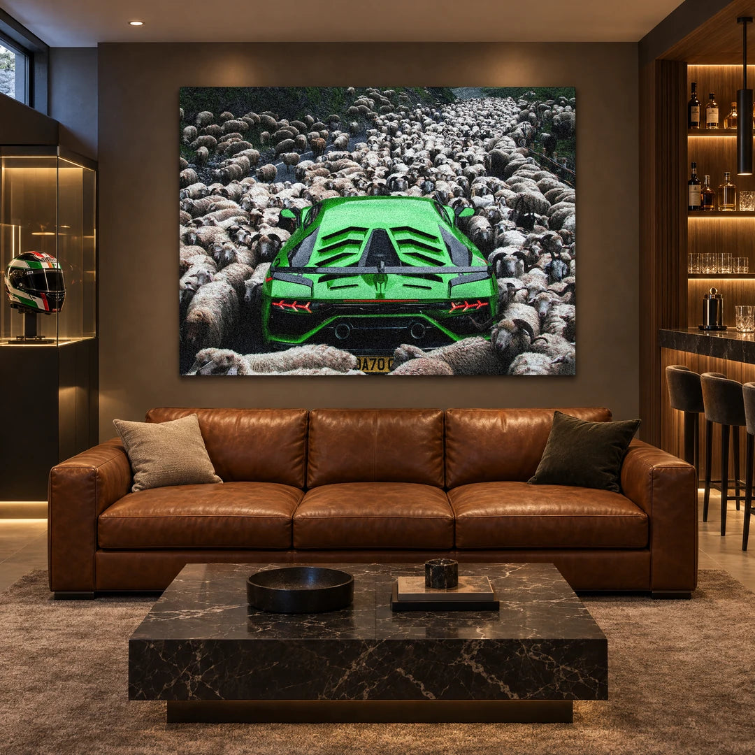 Zielone Lamborghini | Obraz, we wnętrzu